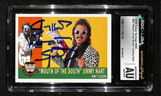 2005 Topps Heritage WWE Jimmy Hart Autographed/Signed Card CGCxJSA 9 BA200626