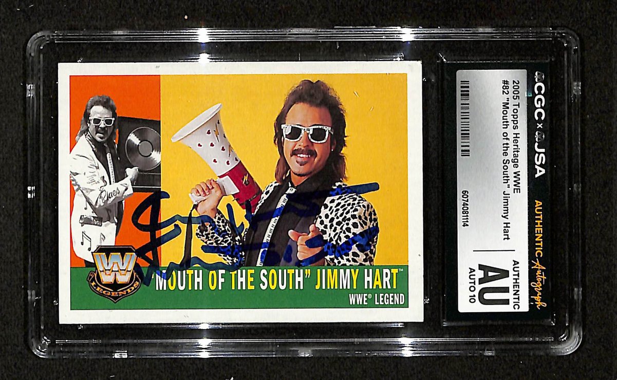 2005 Topps Heritage WWE Jimmy Hart Autographed/Signed Card CGCxJSA 10 BA200627