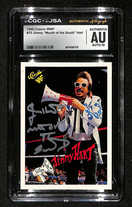 1990 Classic WWF Jimmy Hart Autographed/Signed Card CGCxJSA 10 BA200628