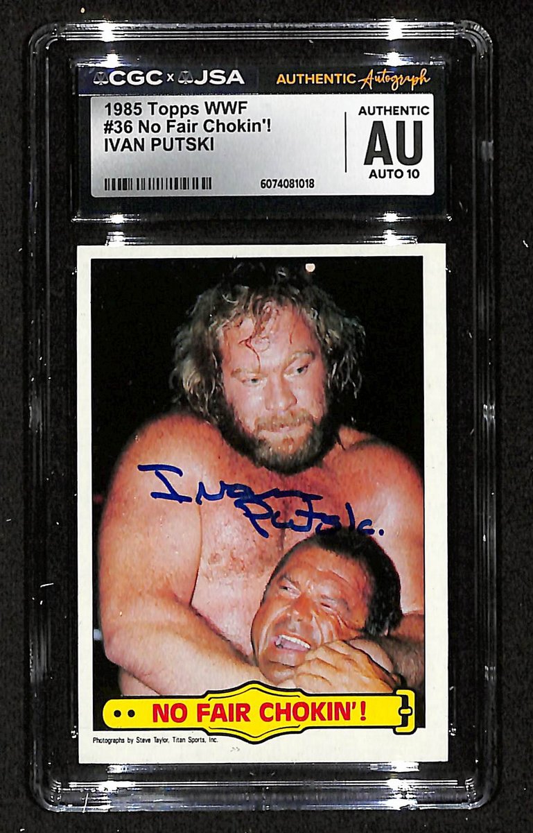 1985 Topps WWF Ivan Putski Autographed/Signed Card CGCxJSA 10 BA200632