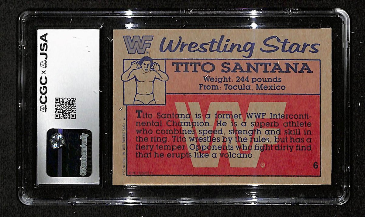 1987 Topps WWF Tito Santana Autographed/Signed Card CGCxJSA 10 BA200633