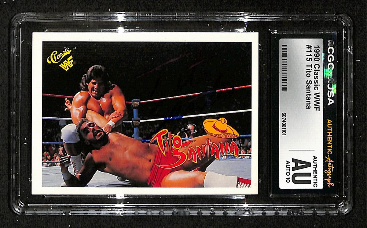 1990 Classic WWF Tito Santana Autographed/Signed Card CGCxJSA 10 BA200634