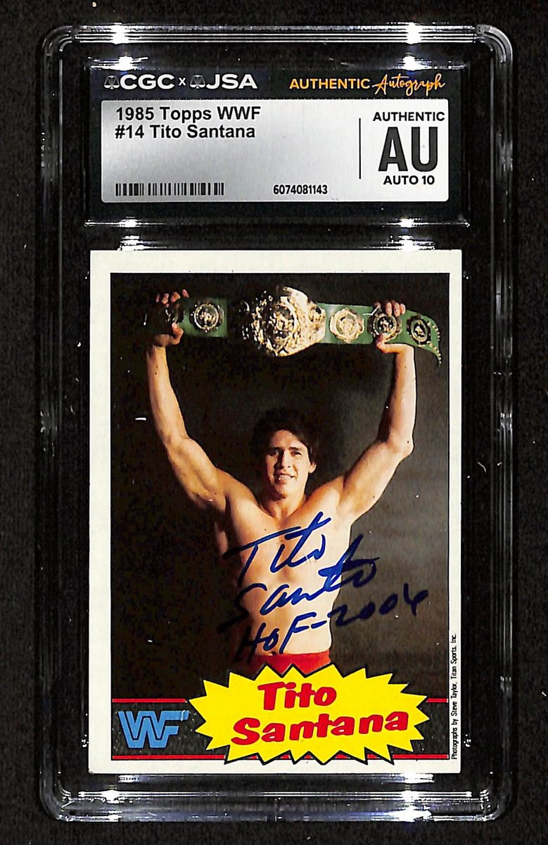 1985 Topps WWF Tito Santana Autographed/Signed Card CGCxJSA 10 BA200635