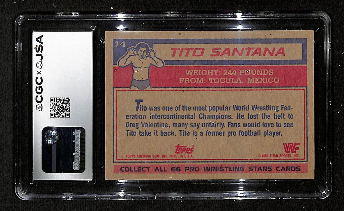 1985 Topps WWF Tito Santana Autographed/Signed Card CGCxJSA 10 BA200635