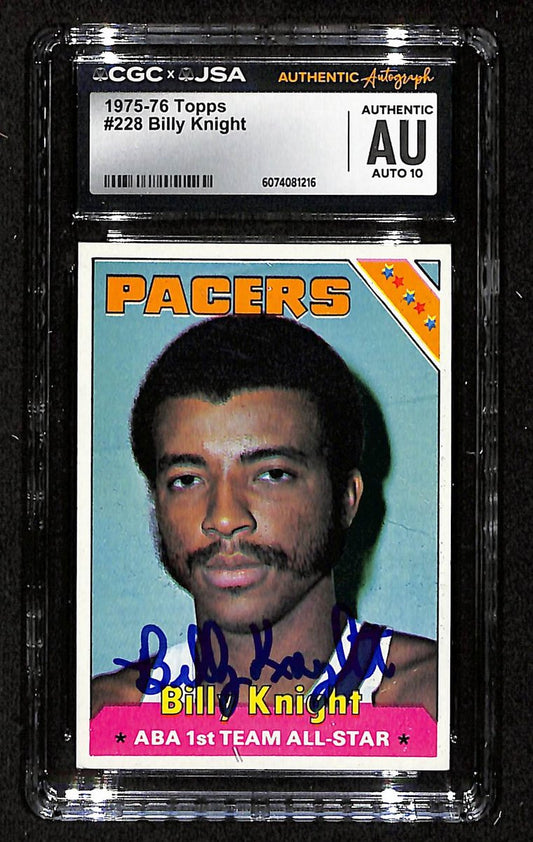 75-76 Topps Billy Knight Autographed/Signed Card CGCxJSA 10 Pacers BA200643