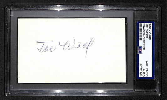 Joe Wood Signed/Autographed 3x5 Index Card PSA/DNA Red Sox BA203993