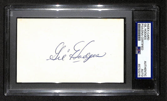 Gil Hodges HOF Signed/Autographed 3x5 Index Card PSA/DNA Dodgers BA203970
