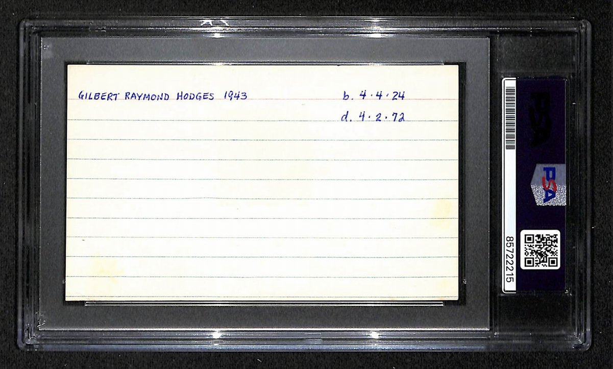 Gil Hodges HOF Signed/Autographed 3x5 Index Card PSA/DNA Dodgers BA203970