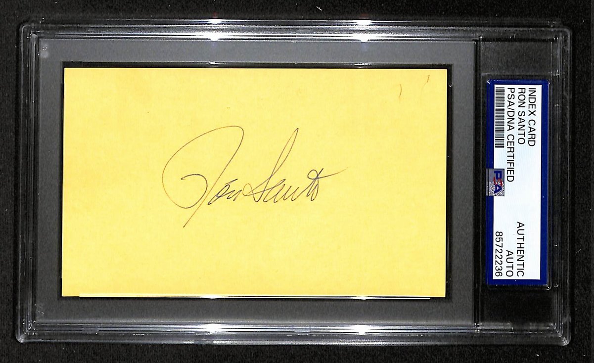 Ron Santo HOF Signed/Autographed 3x5 Index Card PSA/DNA Cubs BA203975