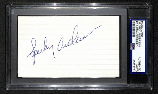 Sparky Anderson HOF Signed/Autographed 3x5 Index Card PSA/DNA Tigers BA203977