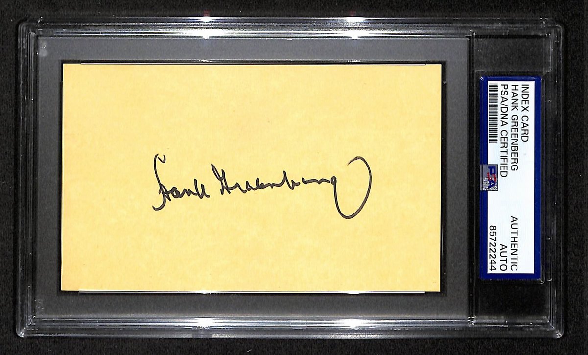 Hank Greenberg HOF Signed/Autographed 3x5 Index Card PSA/DNA Tigers BA203979