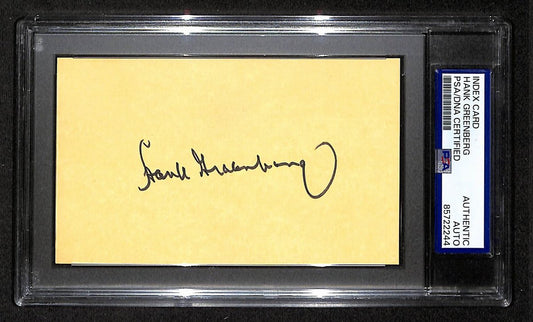 Hank Greenberg HOF Signed/Autographed 3x5 Index Card PSA/DNA Tigers BA203979