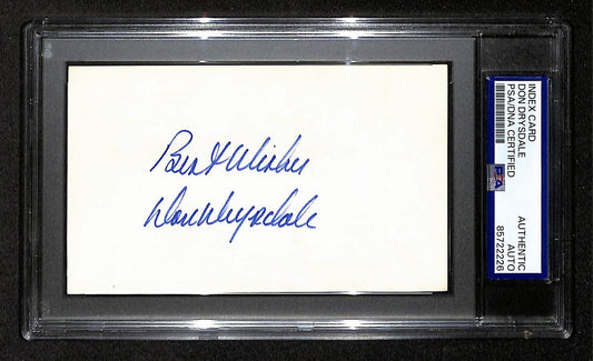 Don Drysdale HOF Signed/Autographed 3x5 Index Card PSA/DNA Dodgers BA203982