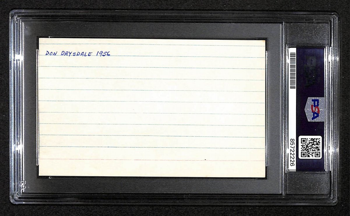 Don Drysdale HOF Signed/Autographed 3x5 Index Card PSA/DNA Dodgers BA203982