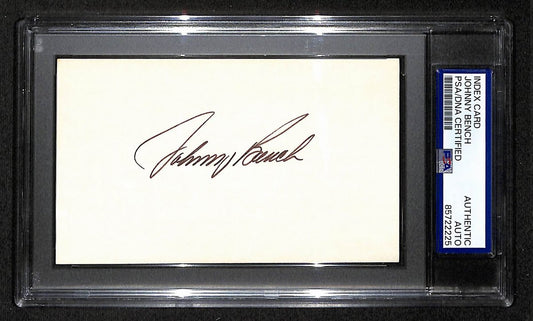 Johnny Bench HOF Signed/Autographed 3x5 Index Card PSA/DNA Reds BA203983