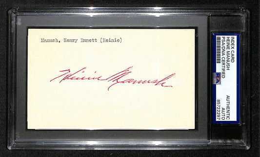 Heinie Manush HOF Signed/Autographed 3x5 Index Card PSA/DNA Tigers BA203987