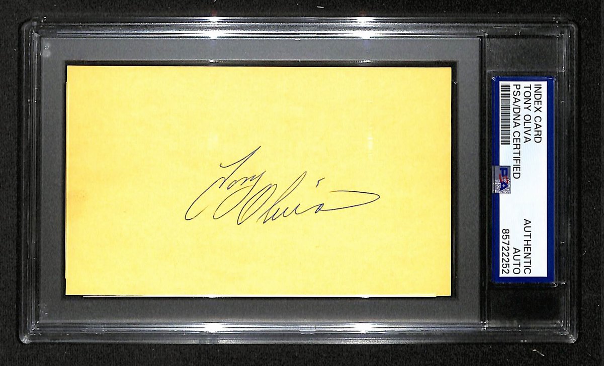 Tony Oliva HOF Signed/Autographed 3x5 Index Card PSA/DNA Twins BA203988
