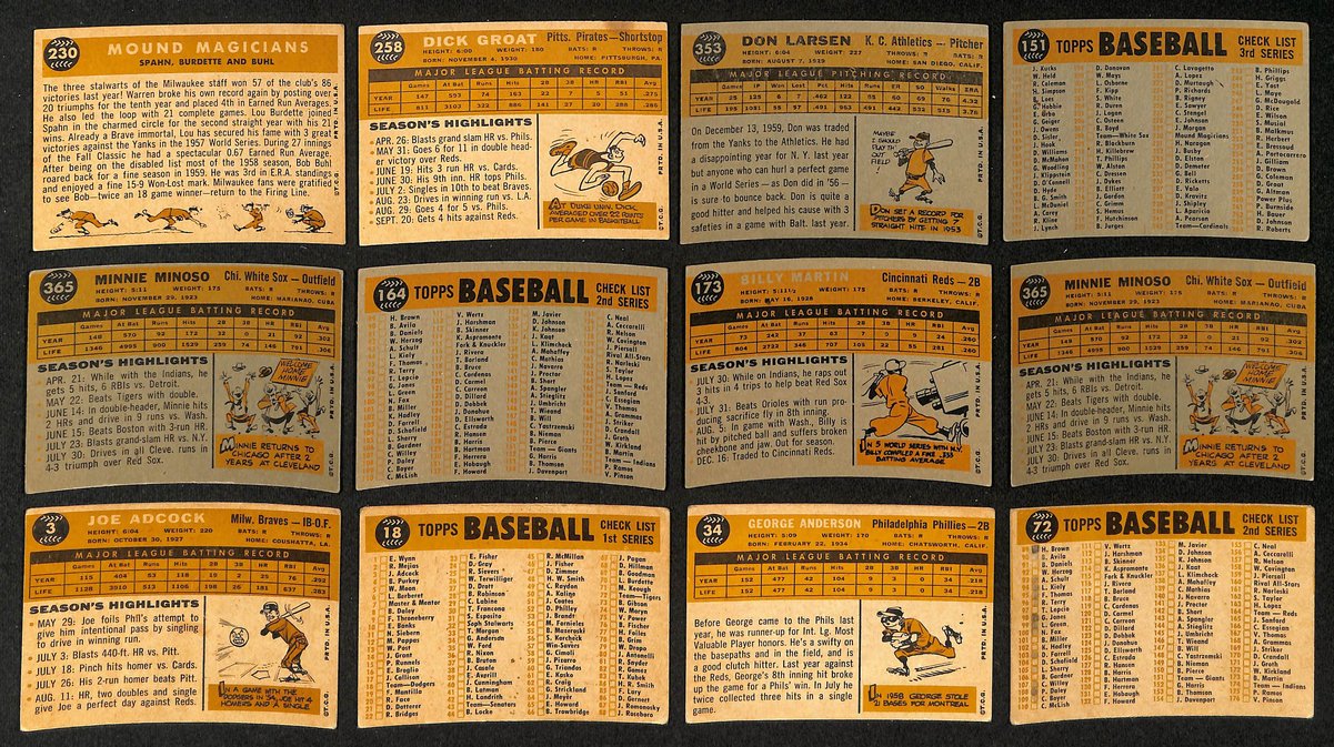 Lot of (164) 1960 TOPPS Baseball Cards Don Larsen, Dick Groat 204237