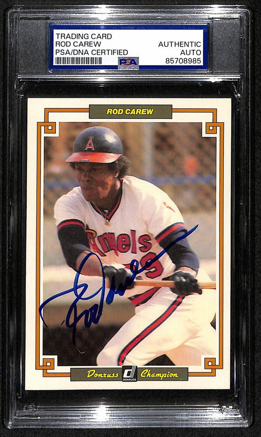 Rod Carew HOF Angels Auto 1984 Donruss Champions Card PSA/DNA BA203456