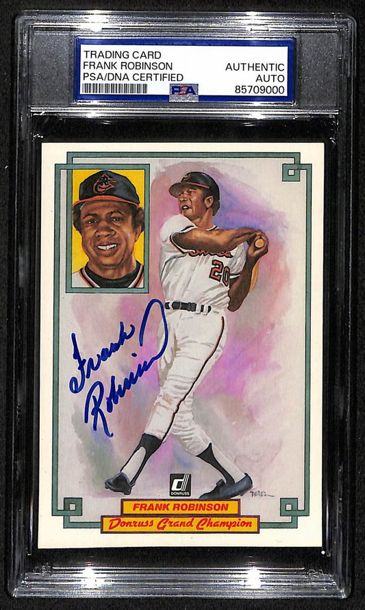 Frank Robinson HOF Orioles Auto 1984 Donruss Champions Card PSA/DNA BA203462