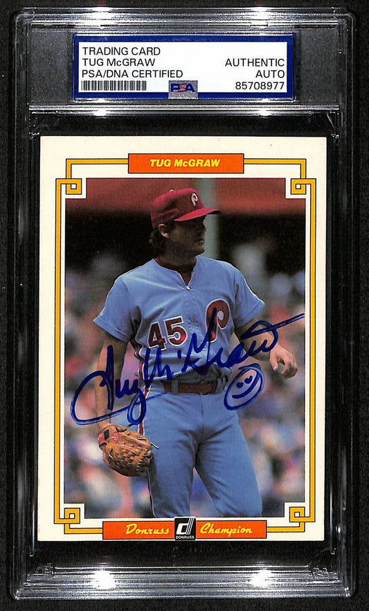 Tug McGraw Phillies Auto 1984 Donruss Champions Card PSA/DNA BA203466