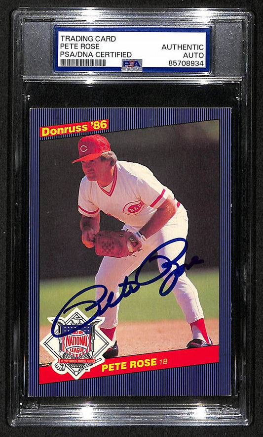 Pete Rose Reds Auto 1986 Donruss Action All-Stars Card PSA/DNA BA203469