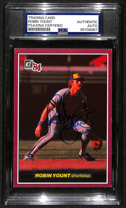 Robin Yount HOF Brewers Auto 1984 Donruss Action All-Stars Card PSA/DNA BA204244