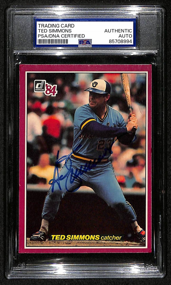 Ted Simmons HOF Brewers Auto 1984 Donruss Action All-Stars Card PSA/DNA BA204248