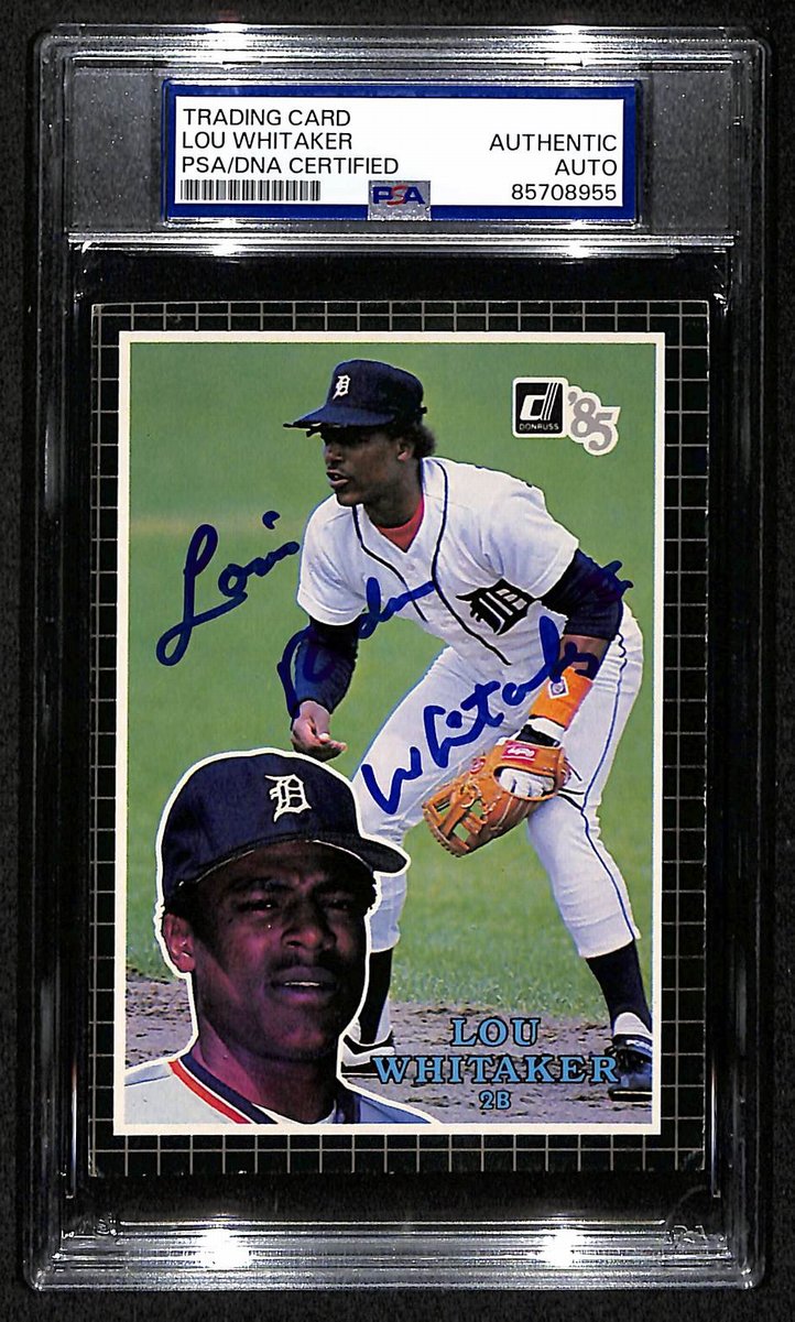 Lou Whitaker Tigers Auto 1985 Donruss Action All-Stars Card PSA/DNA BA204255