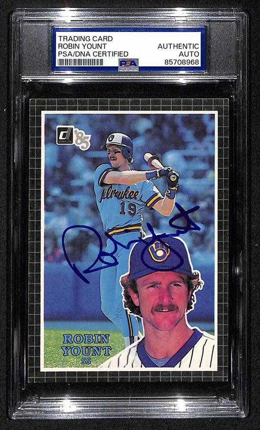 Robin Yount HOF Brewers Auto 1985 Donruss Action All-Stars Card PSA/DNA BA204256