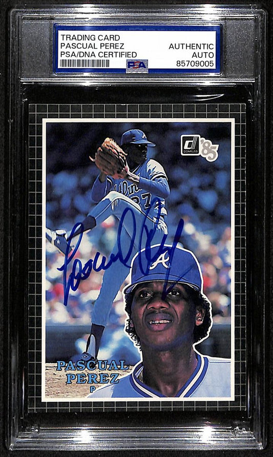 Pascual Perez Braves Auto 1985 Donruss Action All-Stars Card PSA/DNA BA204257