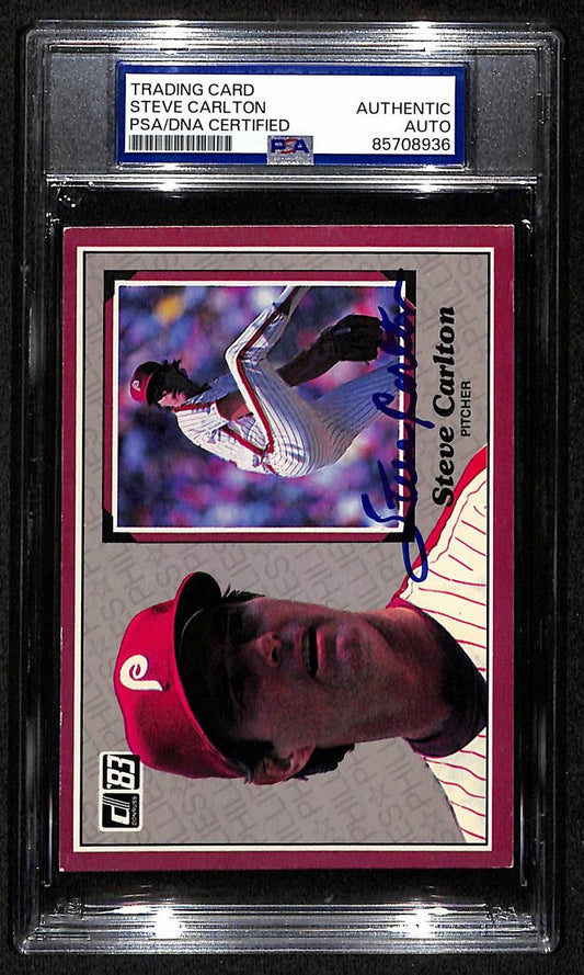 Steve Carlton HOF Phillies Auto 1983 Donruss Action All-Stars PSA/DNA BA204273