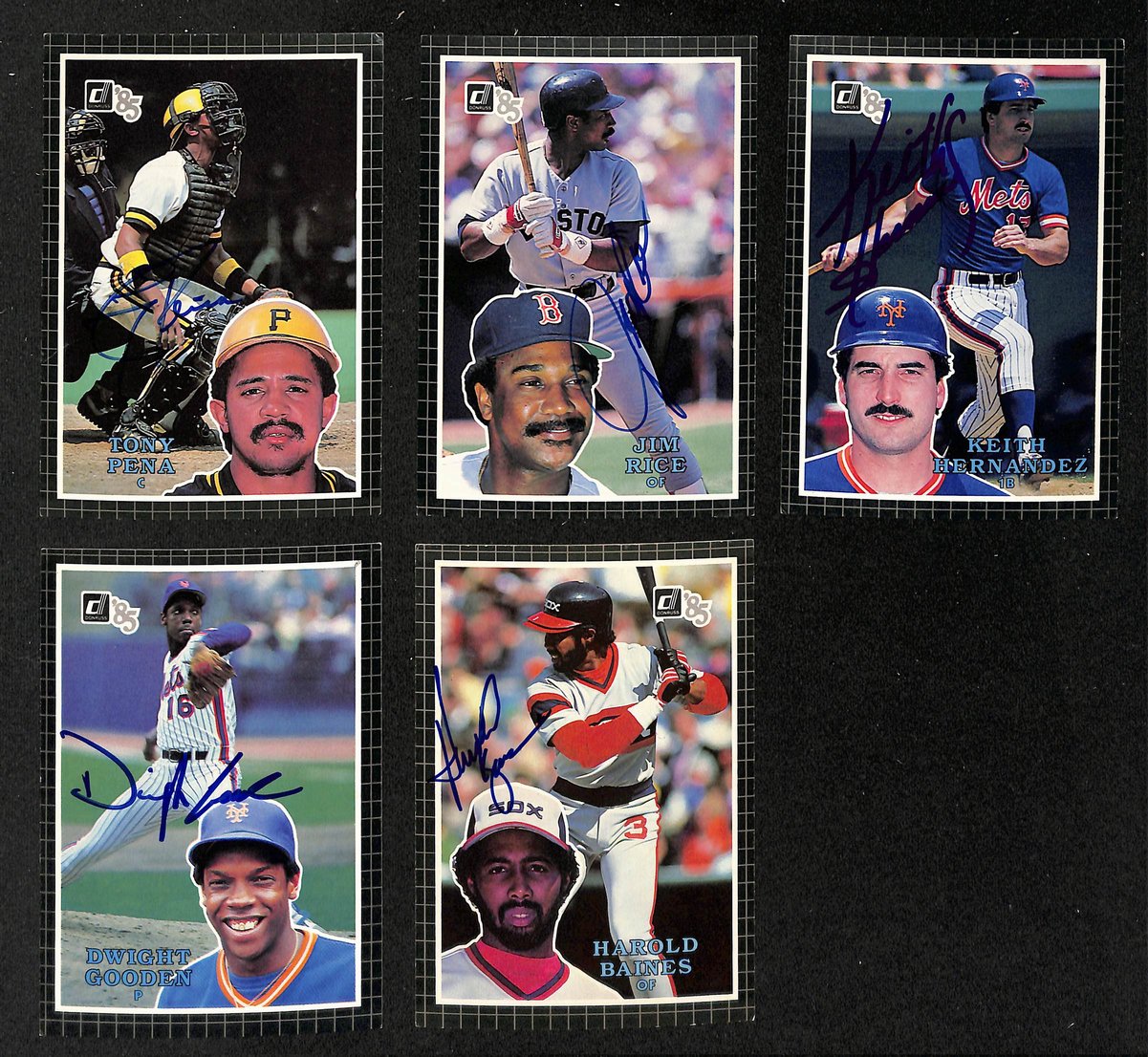 Lot of (5) 1985 Donruss Action All Stars 4x6 Baseball Cards Signed/Auto 204226