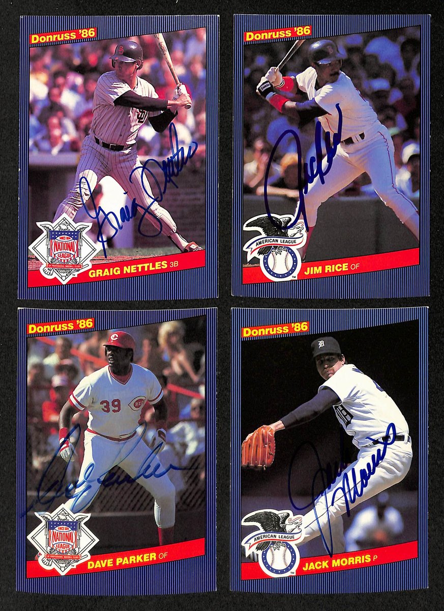 Lot of (4) 1986 Donruss Action All Stars 4x6 Baseball Cards Signed/Auto 204227