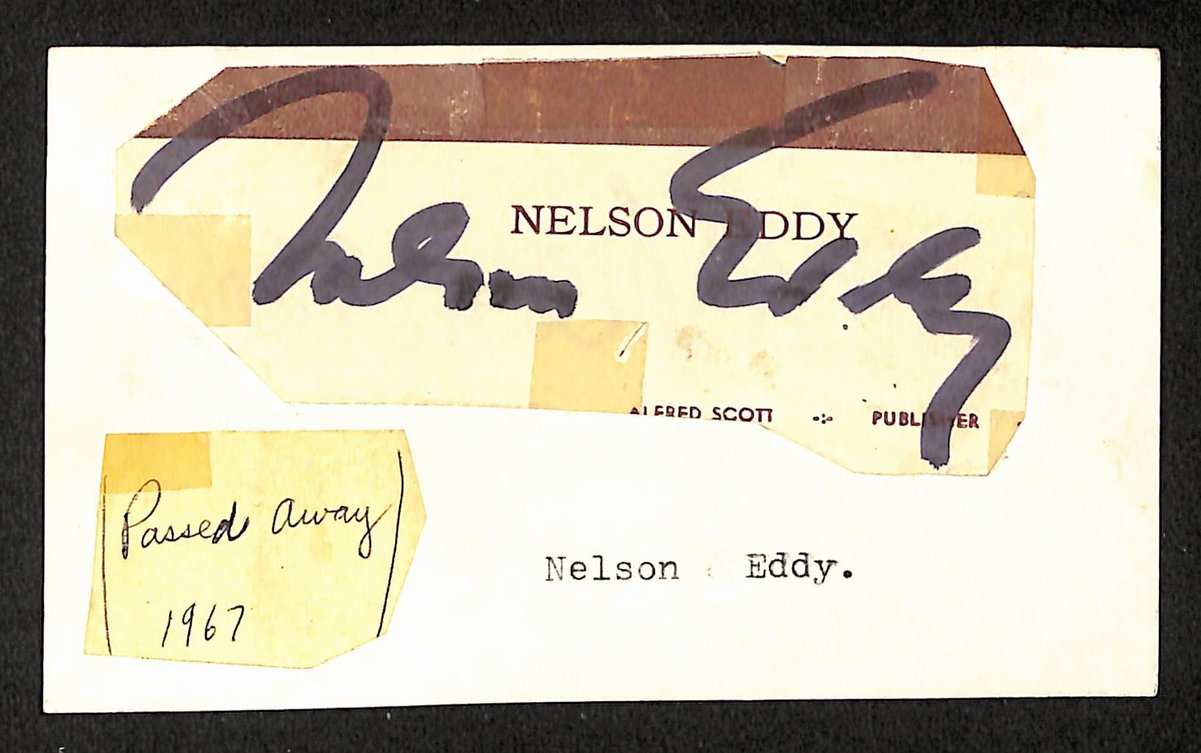 Nelson Eddy Actor/Singer Signed/Inscribed 3x5 Index Card 204232