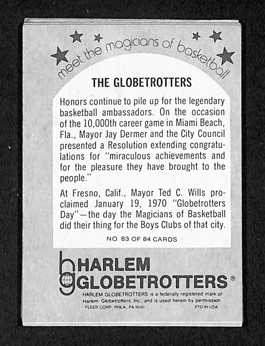 Lot of (14) 1971-72 FLEER Harlem Globetrotters Basketball Cards #83  204521