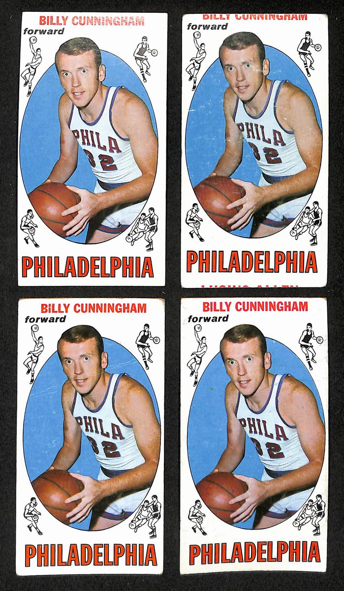 Lot of (4) 1969-70 TOPPS Basketball RC Card #40 Billy Cunningham HOF 204523