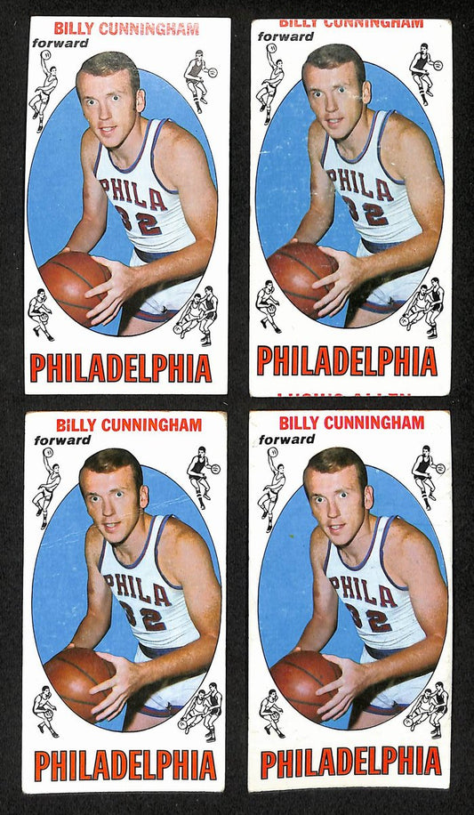 Lot of (4) 1969-70 TOPPS Basketball RC Card #40 Billy Cunningham HOF 204523