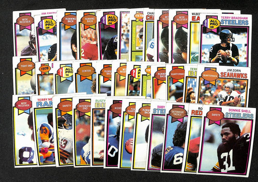 Lot of (36) 1979 TOPPS Football Cards Terry Bradshaw, O.J. Simpson 204526