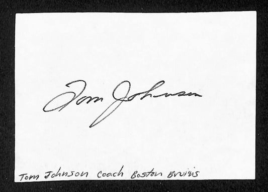 Tom Johnson Signed/Autographed 4.5x3 Cut Coach Boston Bruins 204538