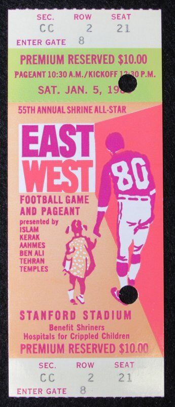 1980 East vs. West Shrine Game Ticket Stub Stanford Stadium HOF Stephenson