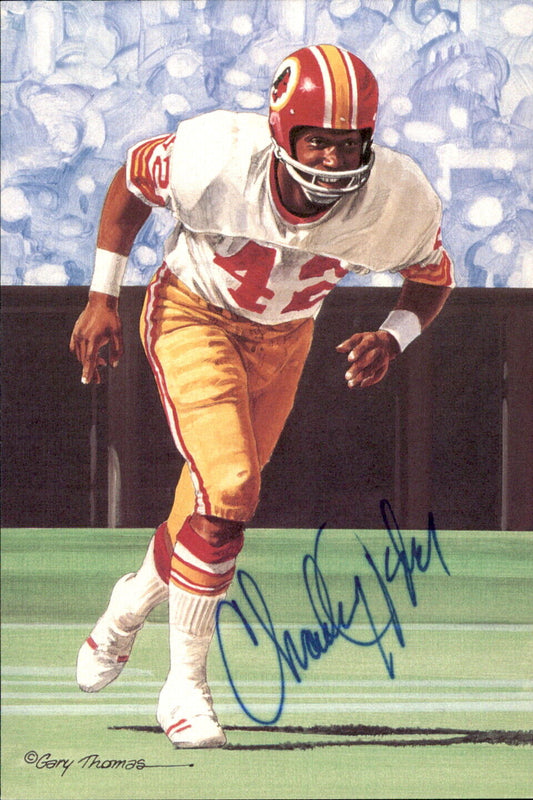 Charley Taylor HOF Autographed Goal Line Art GLAC Postcard Redskins JSA