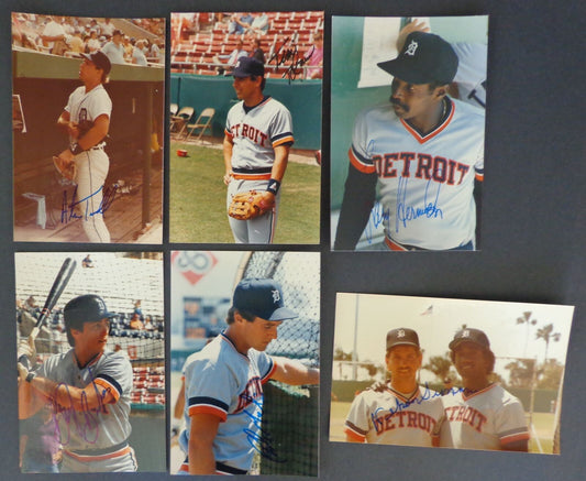 Lot of (6) Autographed 4x6 Snap Shot Photos Detroit Tigers 177116