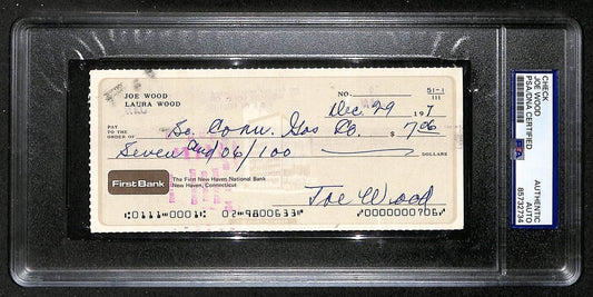 Smokey Joe Wood HOF Signed/Auto 1979 Bank Check Boston Red Sox PSA/DNA 204506