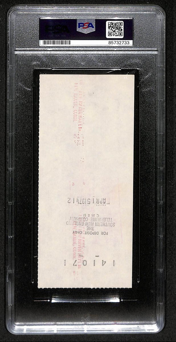 Smokey Joe Wood HOF Signed/Auto 1974 Bank Check Boston Red Sox PSA/DNA 204508