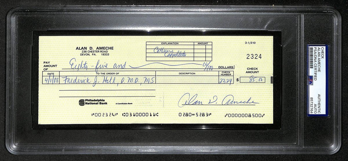 Alan Ameche Signed/Auto 1988 Bank Check 1954 Heisman Wisconsin PSA/DNA 205370