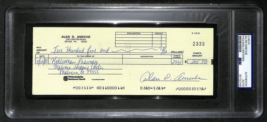 Alan Ameche Signed/Auto 1988 Bank Check 1954 Heisman Wisconsin PSA/DNA 205379