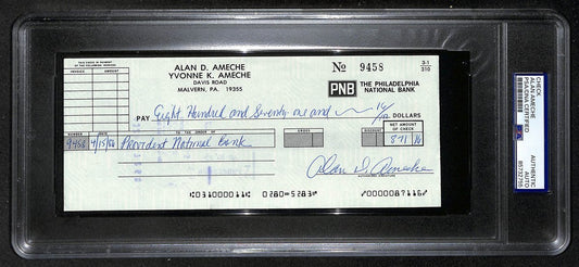 Alan Ameche Signed/Auto 1986 Bank Check 1954 Heisman Wisconsin PSA/DNA 205382