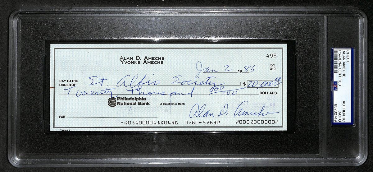 Alan Ameche Signed/Auto 1986 Bank Check 1954 Heisman Wisconsin PSA/DNA 205384