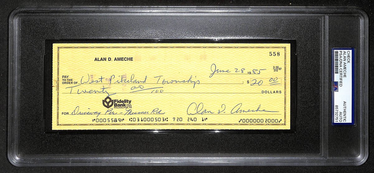 Alan Ameche Signed/Auto 1985 Bank Check 1954 Heisman Wisconsin PSA/DNA 205386